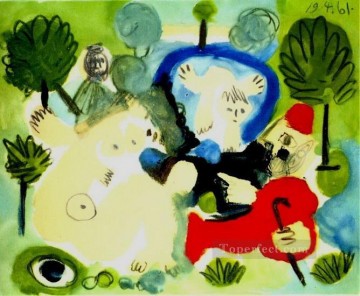 パブロ・ピカソ Painting - マネの草上の昼食 1 1961 パブロ・ピカソ